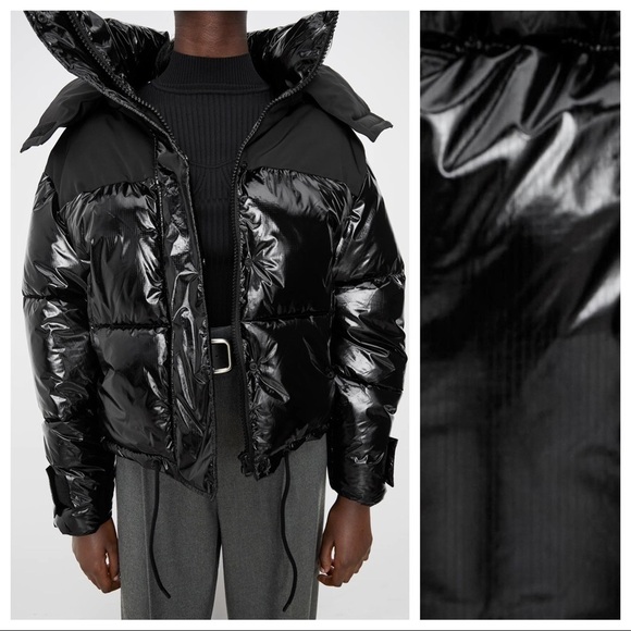 NWT. Zara Black Water Repellent Padded Jacket. Size S. - Picture 2 of 13